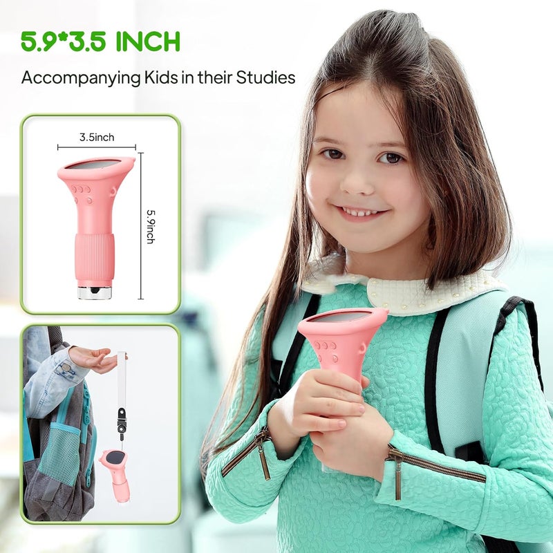 Ashfly Kids Magnifying Glass, 2.0 Inch Digital Screen Mini Pocket Microscope for Bug - 200x Zoom Handheld Microscope with Adjustable Lights, Edu Birthday Gifts for Age 3-12 Girls - Image 3